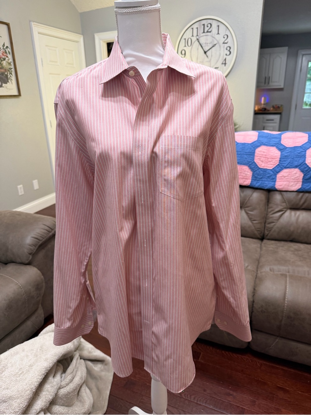 Banana Republic Pink and White Striped Dress Shirt